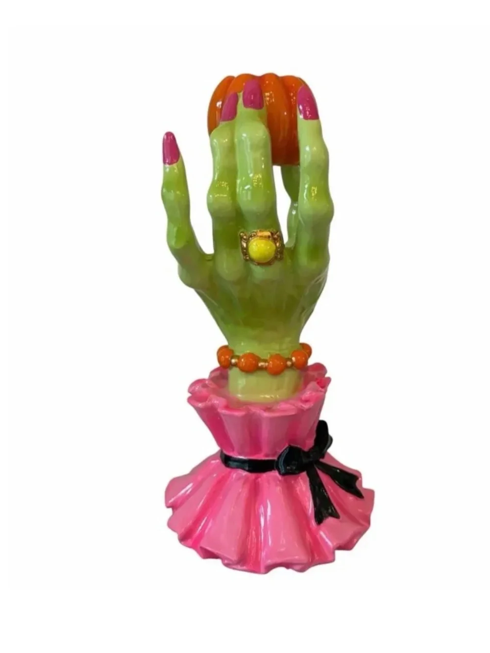 Broomstick Green Witch Hand Candleholders